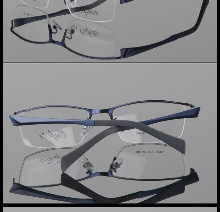 Men's Semi Rim Square Alloy Eyeglasses 2493 Semi Rim Bclear   