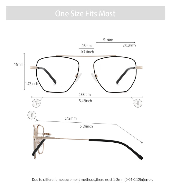 Kansept Unisex Full Rim Square Polygonal Alloy Frame Eyeglasses Kl8365 Full Rim Kansept   