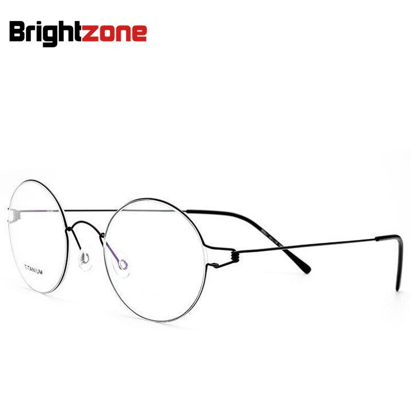 Unisex Eyeglasses Titanium Alloy Round Slim-Edge Spectacle Frame Brightzone   