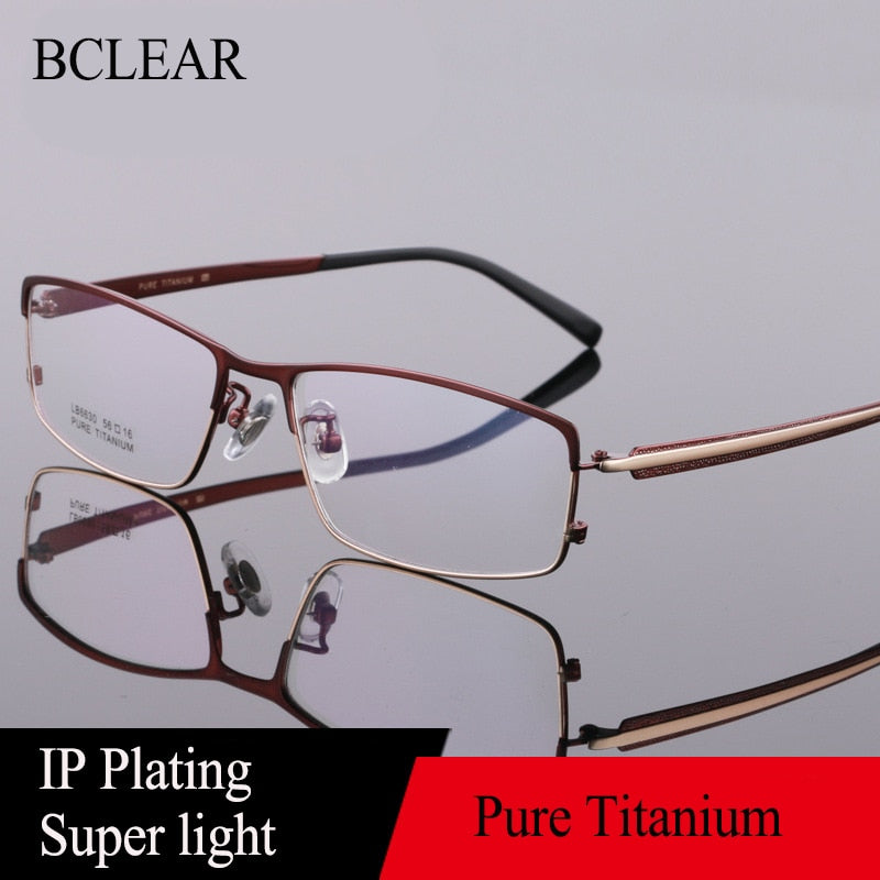 Men's Full Rim Titanium Eyeglasses Square Frame Lb6630 Full Rim Bclear   