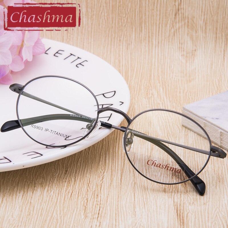Unisex Eyeglasses 10 g Titanium Round Rs903 Frame Chashma   