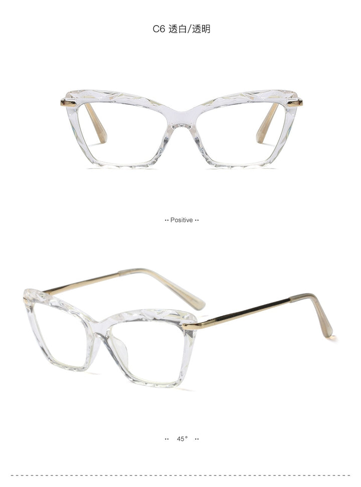 Women's Full Rim Cat Eye Acetate Frame Eyeglasses 97533 Full Rim Bclear   