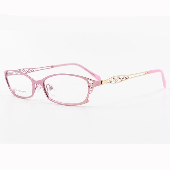 Women's Square Full Rim Hollow Alloy Frame Eyeglasses 99002 Full Rim Bclear Pink  
