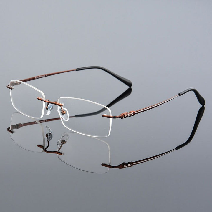 Reven Jate 633 Rimless Men Eyeglasses Frame Glasses For Man Eyewear Rimless Spectacles Rimless Reven Jate Brown  
