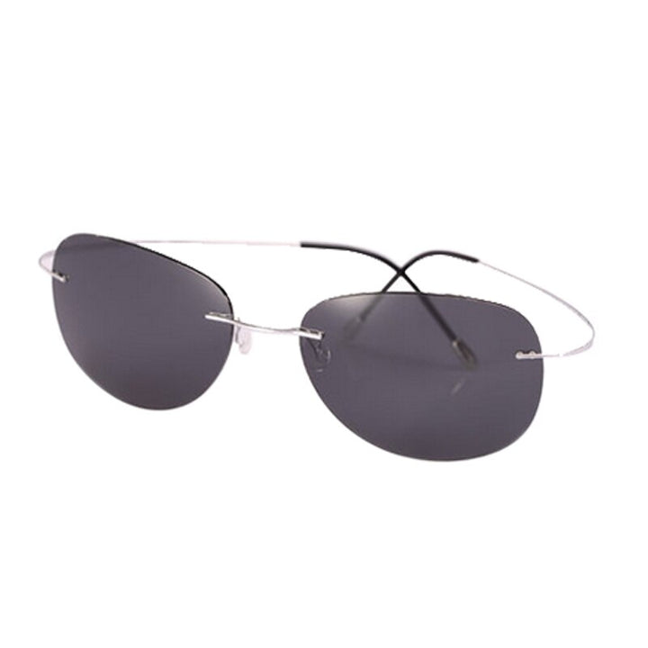 Men's Sunglasses Ultra-light Titanium Polarized Rimless Sunglasses Brightzone Silver  