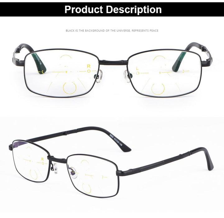 Hotochki Unisex Foldable Full Rim Alloy Frame Progressive Anti Blue Light Reading Glasses B855 Reading Glasses Hotochki   