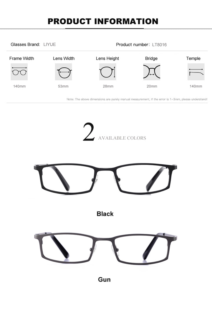 Oveliness Men's Full Rim Square Titanium Eyeglasses Lt8016 Full Rim Oveliness   