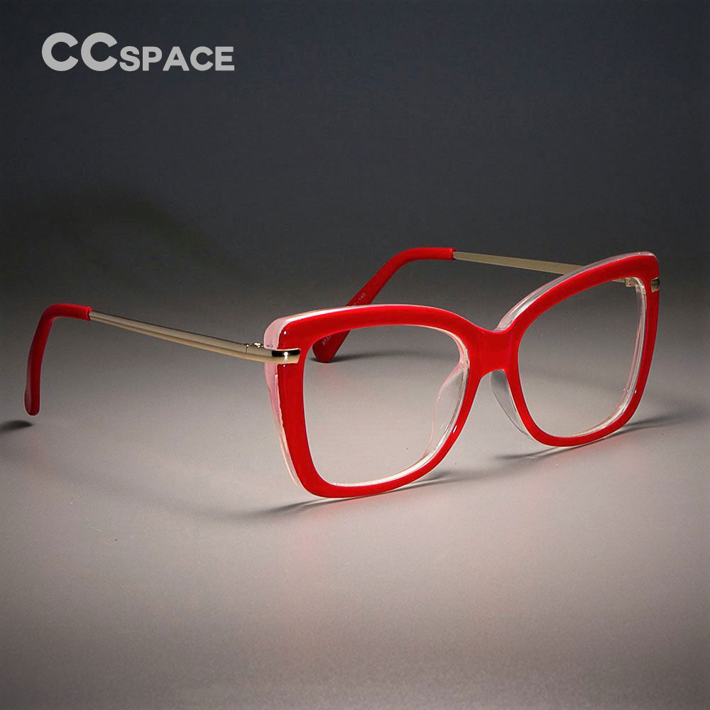 CCspace Women's Full Rim Rectangle Cat Eye Resin Frame Eyeglasses 45548 Full Rim CCspace   