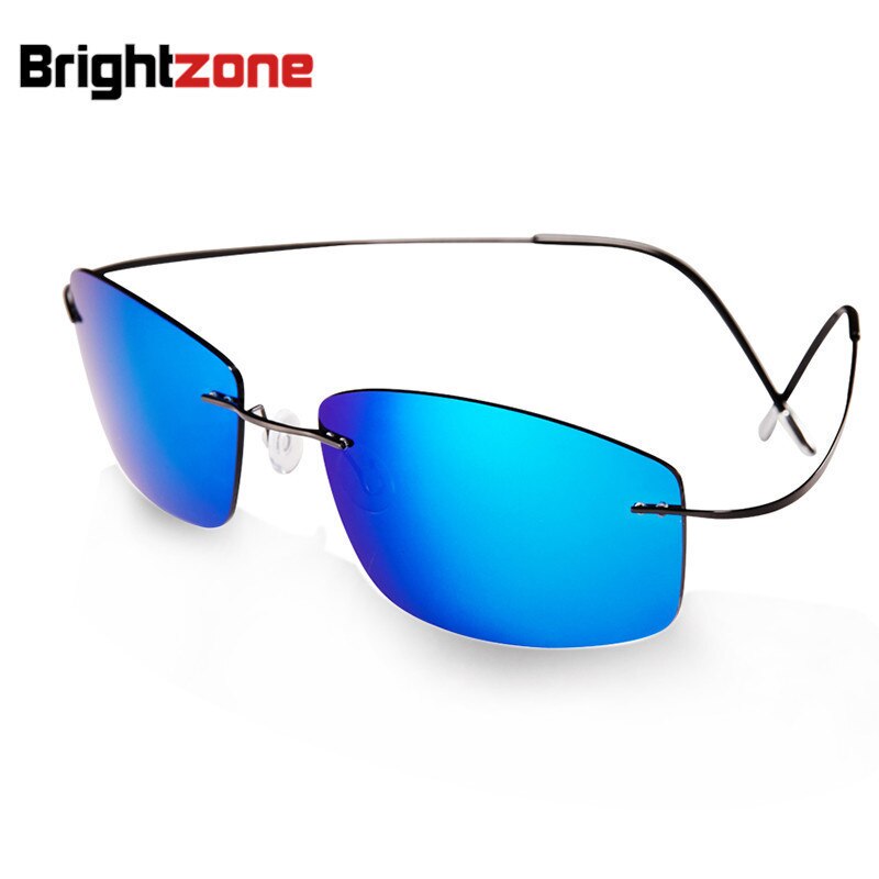 Men's Sunglasses Ultra-light Titanium Polarized Rimless Sunglasses Brightzone   