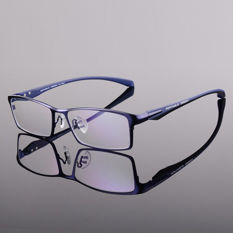 Hotochki Men's Full Rim Rectangular Alloy Acetate Frame Eyeglasses Full Rim Hotochki Blue  