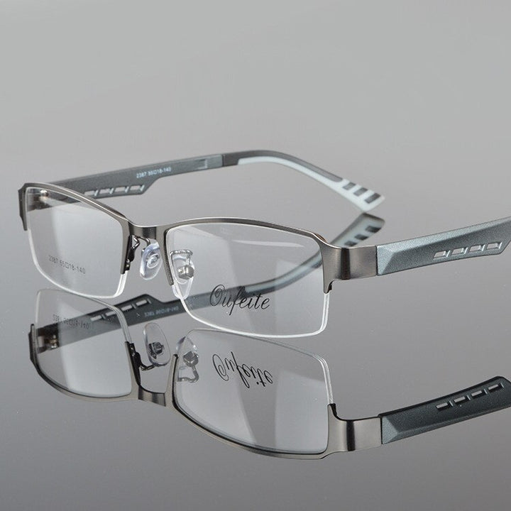 Chashma Ottica Men's Semi Rim Square Tr 90 Stainless Steel Eyeglasses 2387 Semi Rim Chashma Ottica gray  