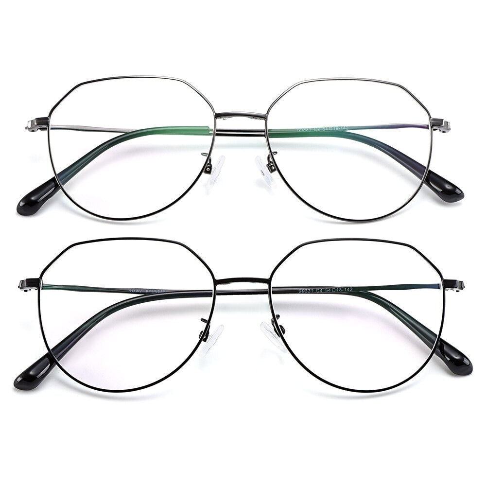 Gmei Women's Eyeglasses Clip On Sunglasses Titanium Alloy S9331 With Clip Ons Gmei Optical   