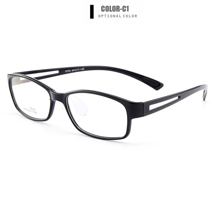 Unisex Eyeglasses Ultra-Light Tr90 Plastic Eyewear With Saddle Nose Bridge M5103 Frame Gmei Optical C1-Bright Black  