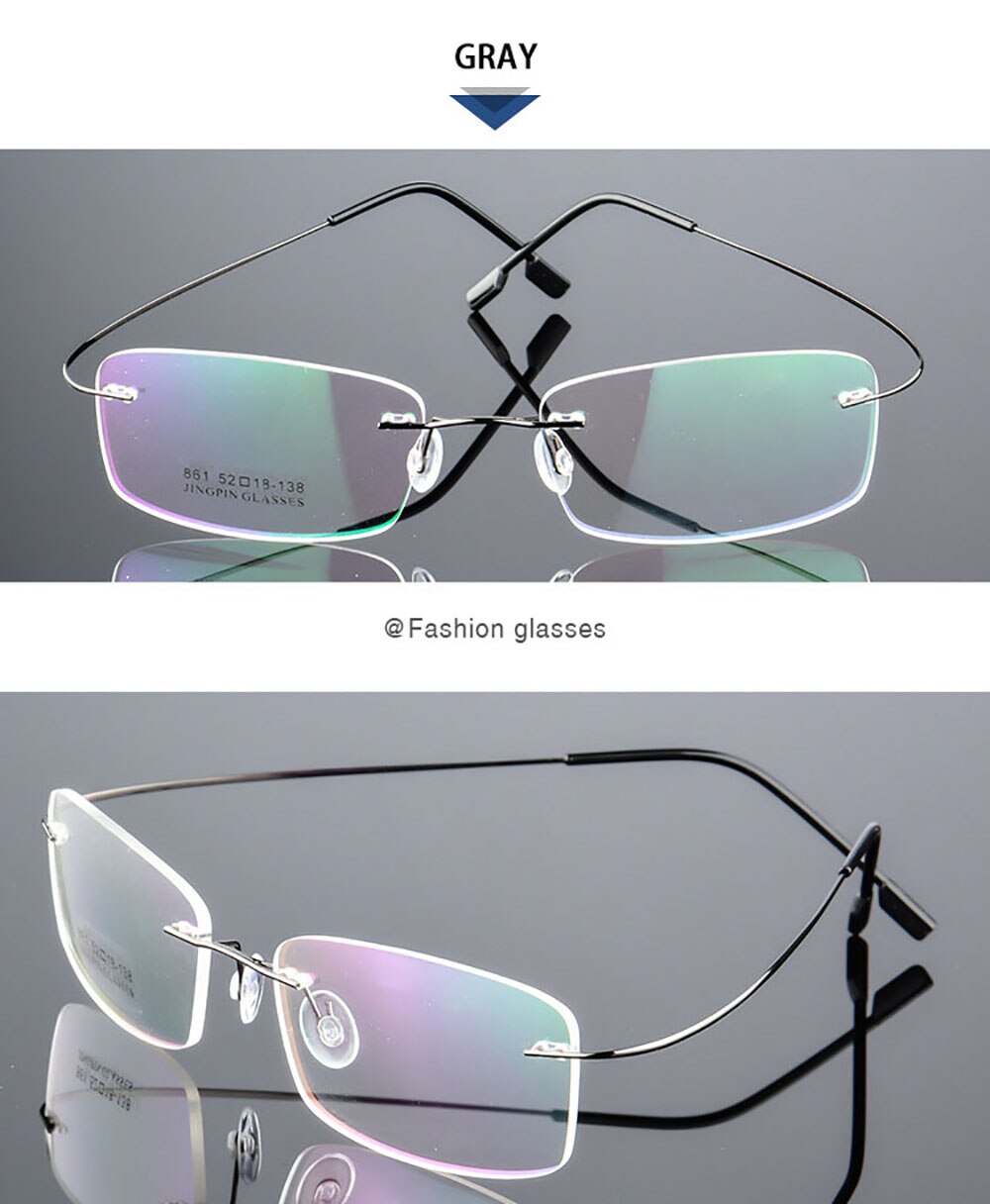 Aissuarvey Unisex Rimless Titanium Alloy Frame Eyeglasses As18611 Rimless Aissuarvey Eyeglasses gray  