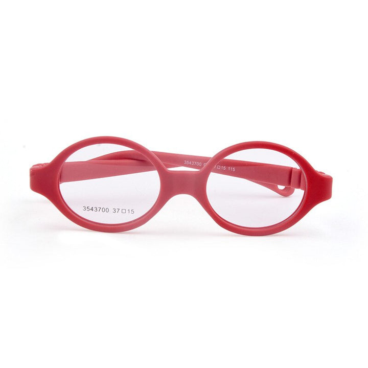 Unisex Children's Round Eyeglasses Plastic Titanium Frame 3543700 Frame Brightzone C8 red  