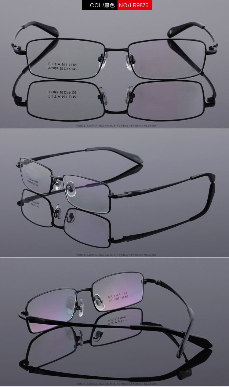 Men's Titanium Frame Full Rim Eyeglasses Lr9867 Full Rim Bclear   