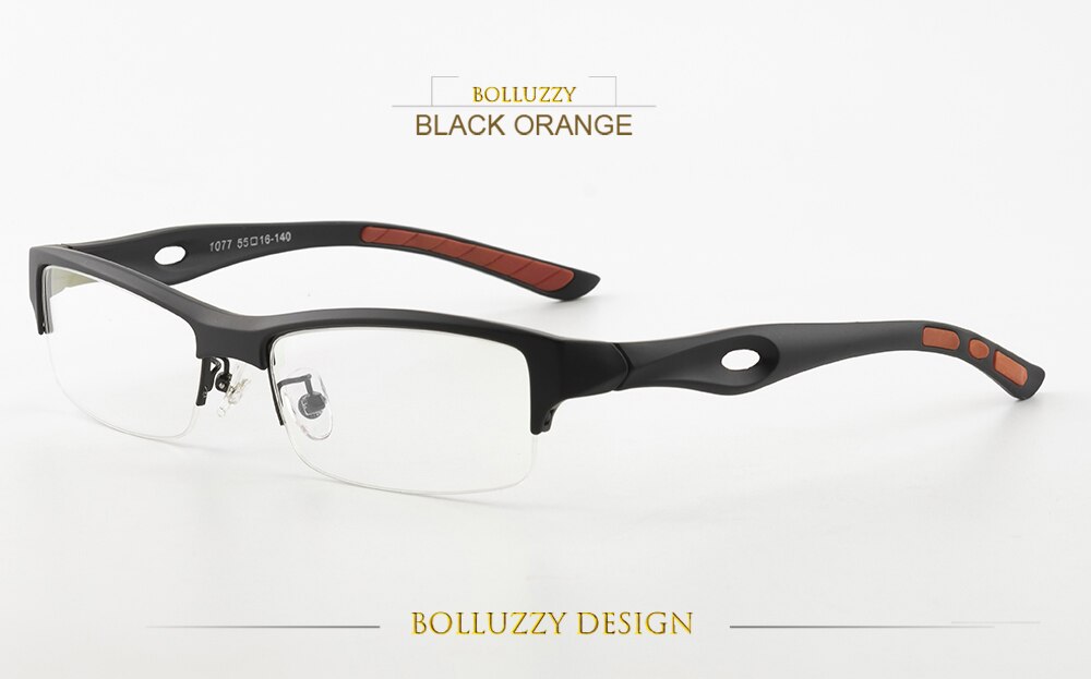 Unisex Titanium Eyeglasses Half Rim Frame Bo1077 Semi Rim Bolluzzy black orange  
