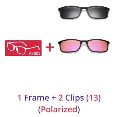 Ralferty Polarized Sunglasses Men Women 5 In 1 Magnetic Clip On Glasses Tr90 Eyewear Frames Eyeglass 8803 Clip On Sunglasses Ralferty 1 Frame 2 Clips 13 Matt Black Frame 
