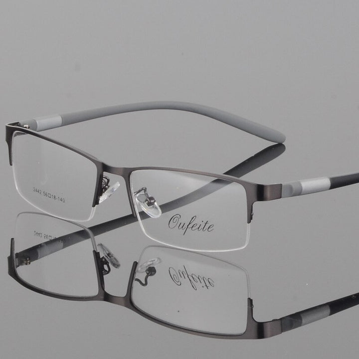 Hotony Unisex Semi Rim Alloy Frame TR 90 Temple Eyeglasses 2242 Semi Rim Hotony gray  