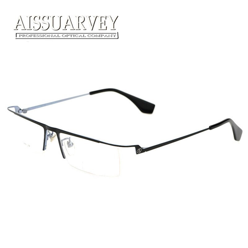 Men's Eyeglasses Semi Rim Pure Titanium DS0027 Semi Rim Aissuarvey Eyeglasses Black blue  