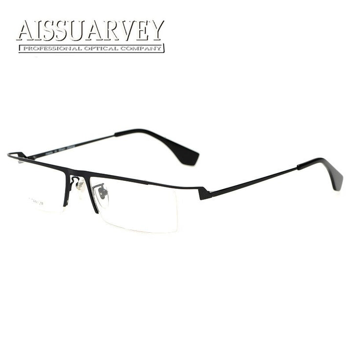 Men's Eyeglasses Semi Rim Pure Titanium DS0027 Semi Rim Aissuarvey Eyeglasses black  