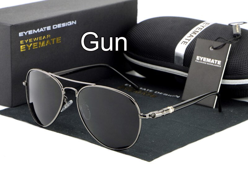 Hdcrafter Unisex Full Rim Double Bridge Oval Alloy Frame Polarized Sunglasses Le001 Sunglasses HdCrafter Sunglasses gun  
