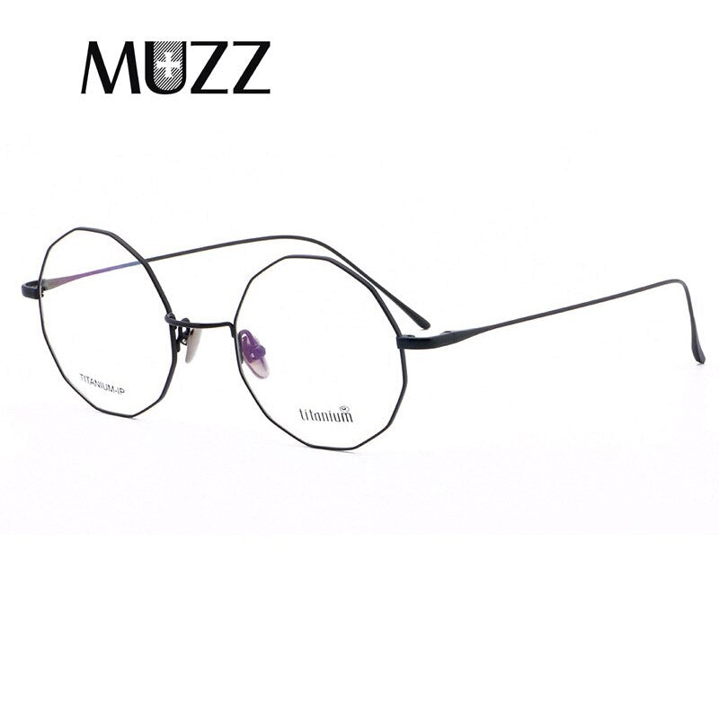 Muzz Unisex Full Rim Irregular Round Titanium Frame Eyeglasses Wz9138 Full Rim Muzz   