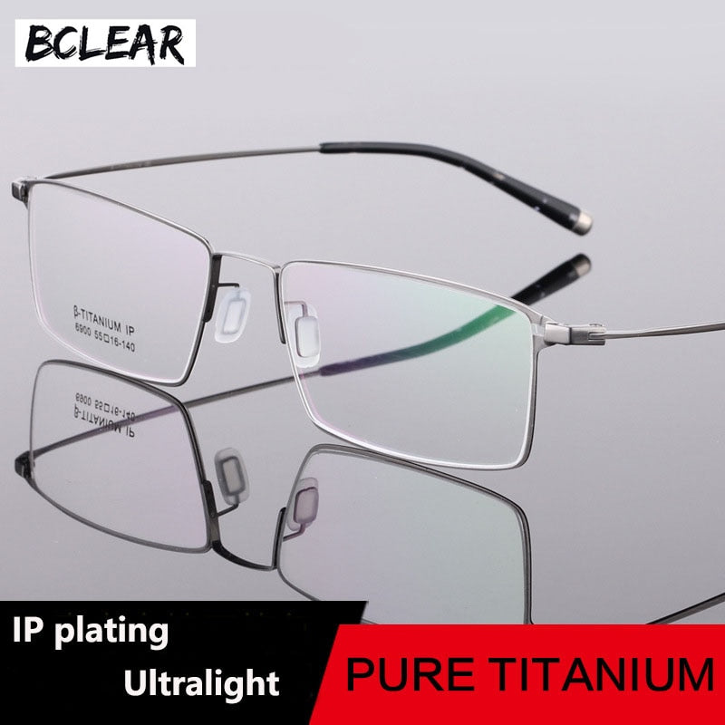 Men's Titanium Frame Full Rim Eyeglasses 6900 Full Rim Bclear Silver  