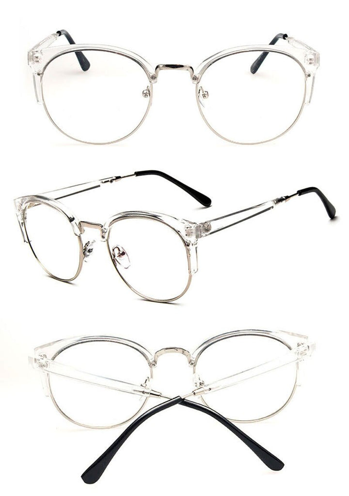Hotochki Women's Semi Rim Cat Eye Plastic Metal Frame Eyeglasses 322 Semi Rim Hotochki   