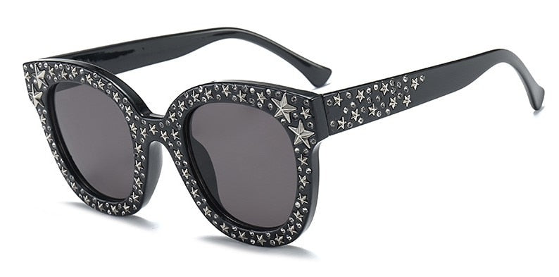 CCspace Women's Full Rim Cat Eye Square Acetate Frame Sunglasses 45261 Sunglasses CCspace Sunglasses C1 black  