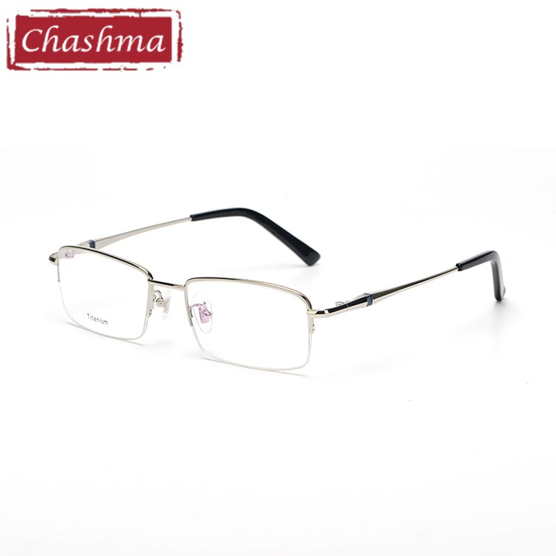 Men's Eyeglasses Pure Titanium 3142 Frame Chashma Silver  