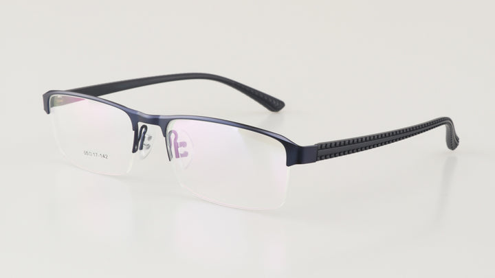 Hdcrafter Men's Semi Rim Rectangle Titanium Alloy Frame Photochromic Reading Glasses 9bs Reading Glasses Hdcrafter Eyeglasses   
