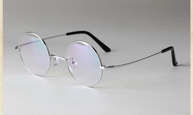 Unisex Eyeglasses Round Frame Pure Titanium E8018 Frame Bclear Silver  