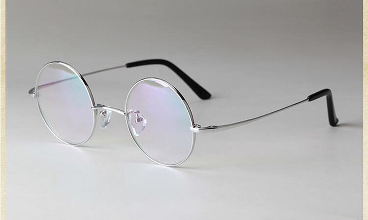 Unisex Full Rim Round Titanium Eyeglasses E8018 Full Rim Bclear Silver  