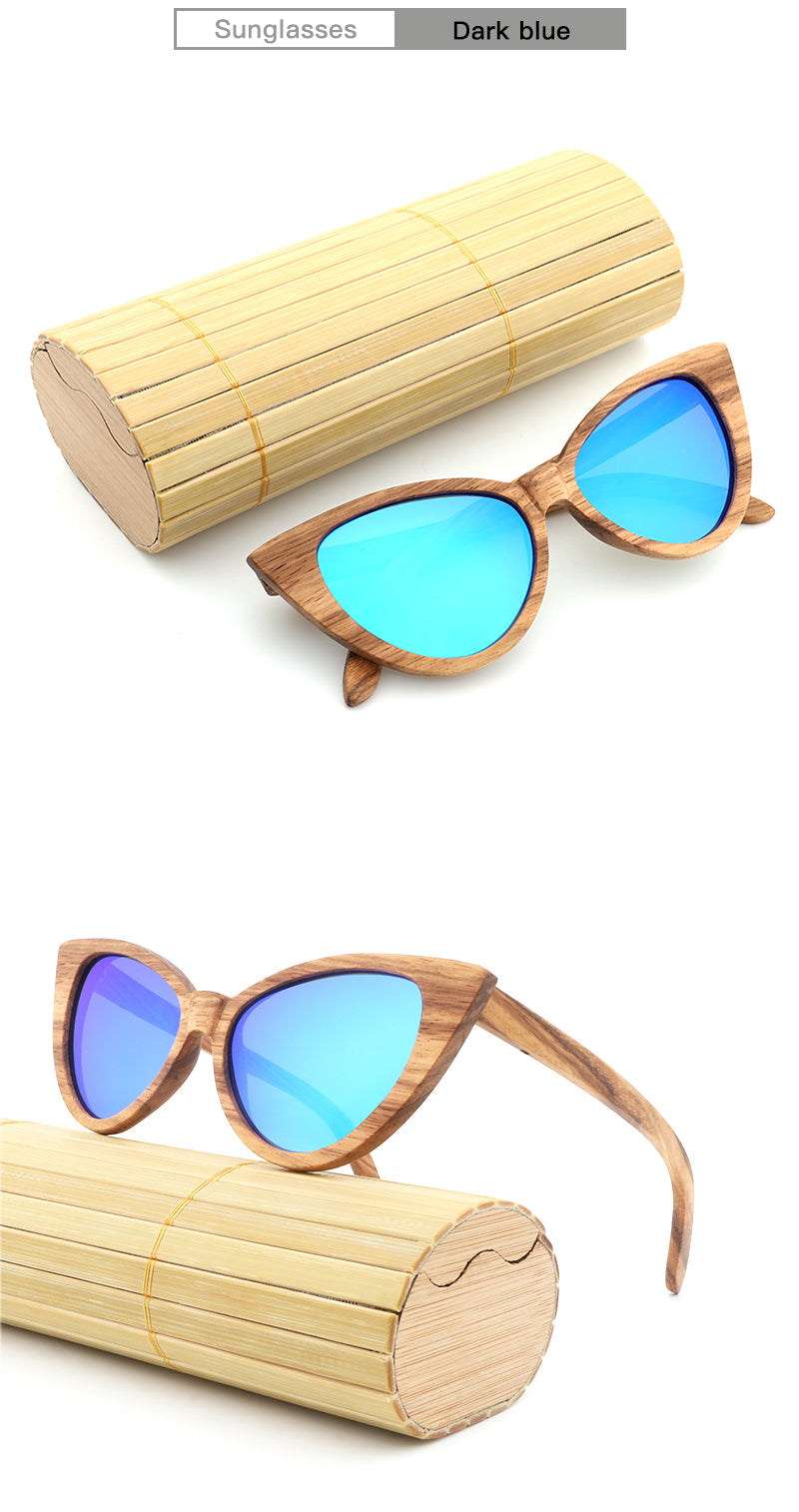 Hdcrafter Women's Full Rim Wood Cat Eye Frame Polarized Sunglasses Sunglasses HdCrafter Sunglasses   