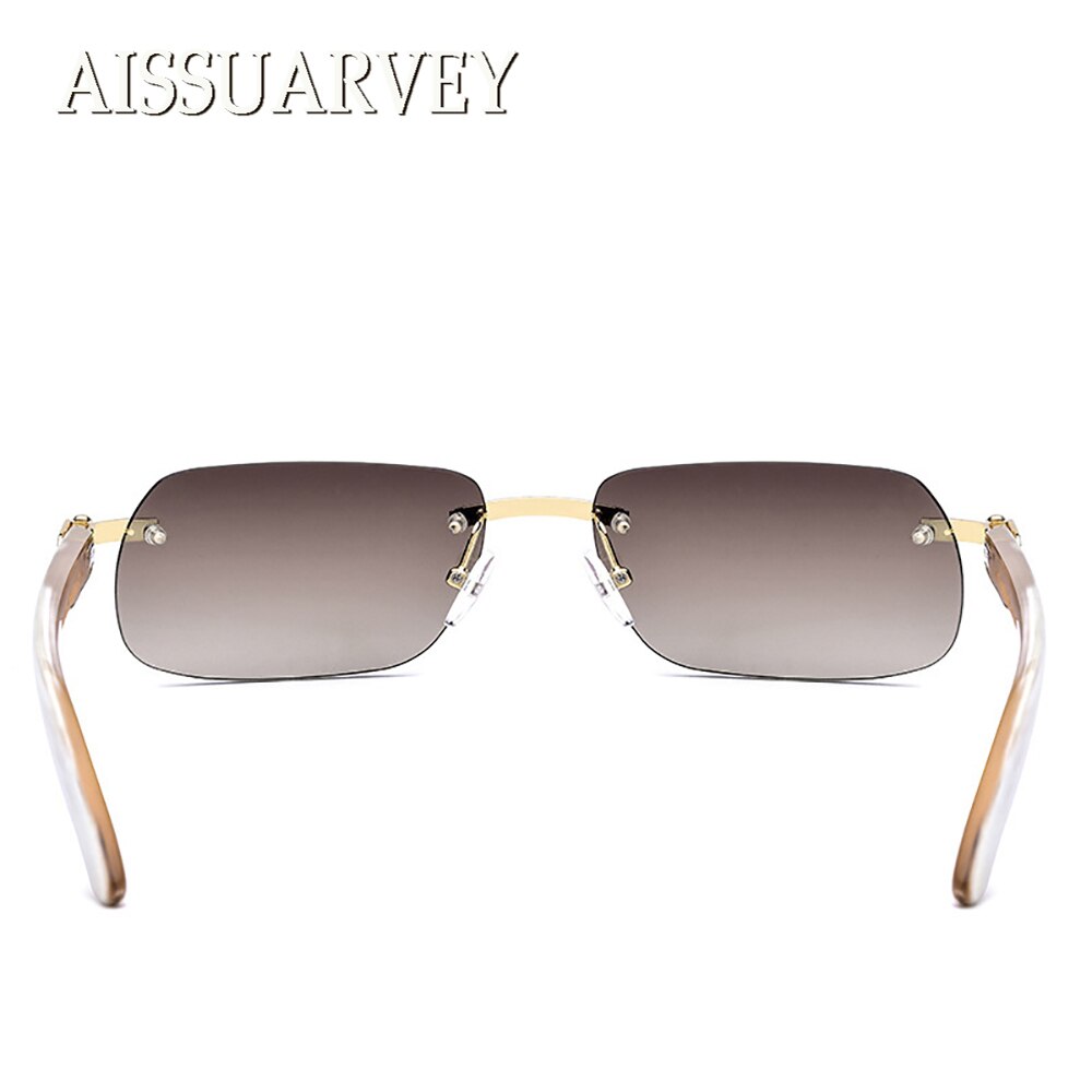 Aissuarvey Men's Rimless Rectangle Alloy Frame Horn Temple Polarized Sunglasses As183008161 Sunglasses Aissuarvey Sunglasses   