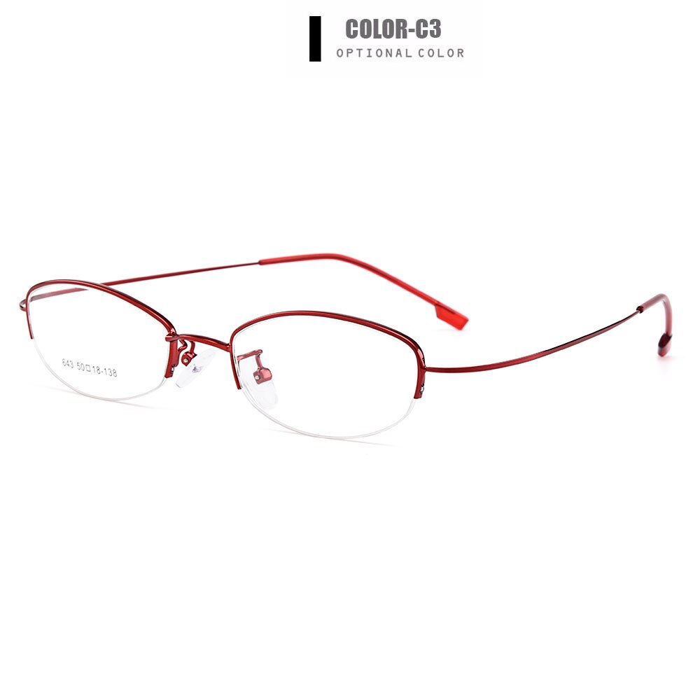 Women's Eyeglasses Semi Rim Memory Titanium Alloy Y643 Frames Gmei Optical C3-Red  