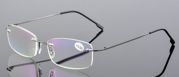 Unisex Presbyopic Rimless Alloy Folding Reading Glasses 3002 Reading Glasses Brightzone +100 Gray 
