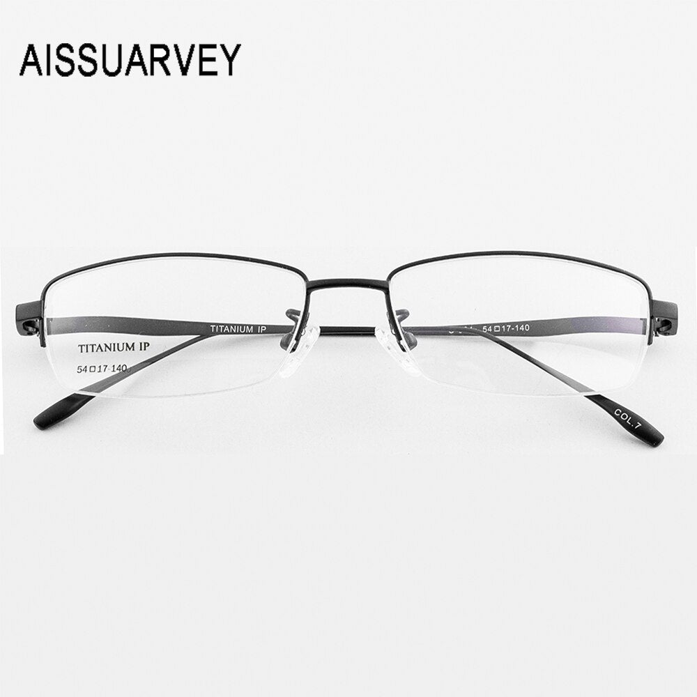 Aissuarvey Men's Semi Rim Titanium Frame Eyeglasses As180471 Semi Rim Aissuarvey Eyeglasses   