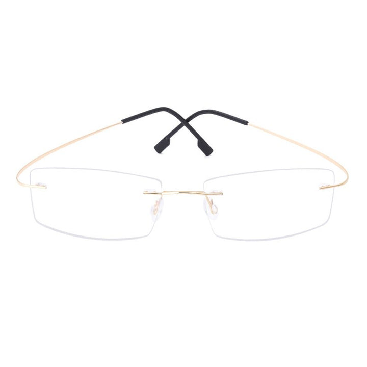 Handoer Unisex Rimless Customized Shaped Lenses Titanium Eyeglasses J0860 Rimless Handoer Gold  