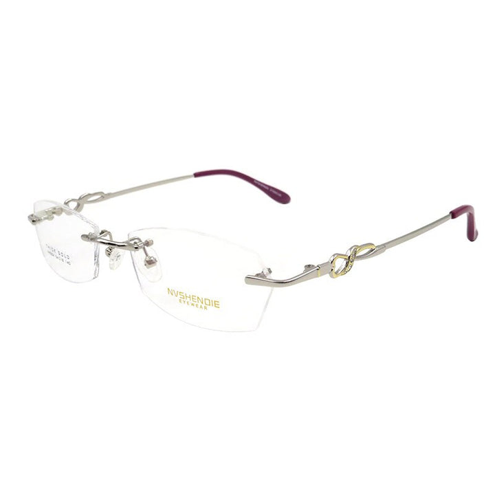 Women's Eyeglasses S8304 Rimless Titanium Alloy Rimless Gmei Optical Silver  