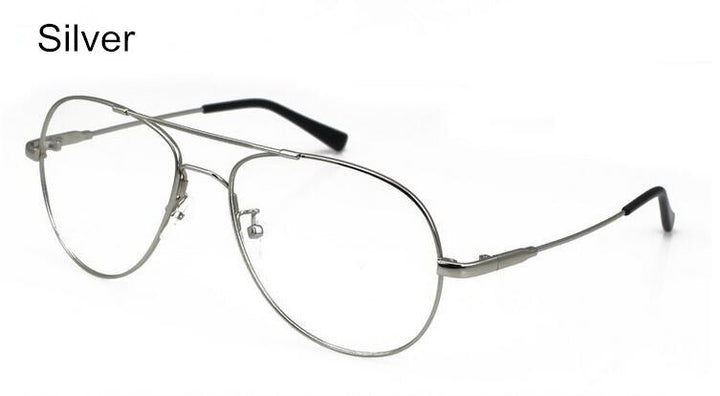 Men's Eyeglasses Big Size Aviator Metal Flexible B1013 Frame Brightzone Silver  