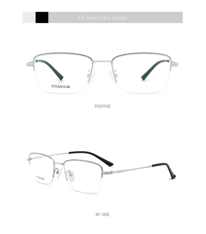 Kansept Men's Semi Rim Square Titanium Alloy Frame Eyeglasses 190006 Semi Rim Kansept   