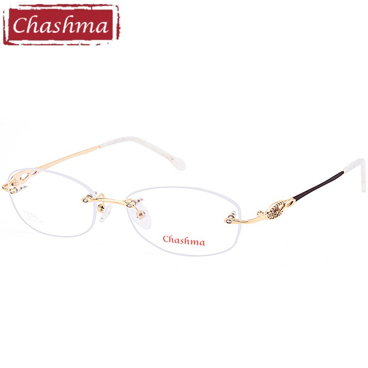 Chashma Ottica Women's Full Rim Oval Titanium Eyeglasses Ch3089 Full Rim Chashma Ottica Gold  