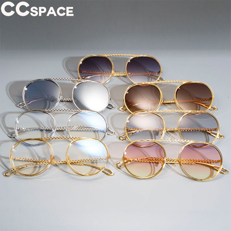 CCSpace Women's Full Rim Steampunk Round Alloy Frame Sunglasses 47803 Sunglasses CCspace Sunglasses   