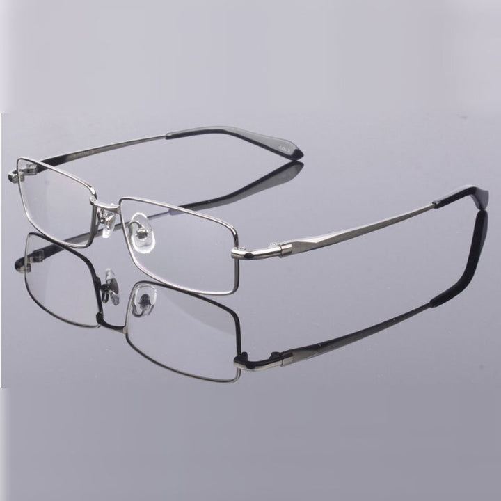 Reven Jate Titanium Alloy Eyeglasses Frame Full Rim Rectangular Metal Glasses Eyewear Frame Spectacles Full Rim Reven Jate Gray  