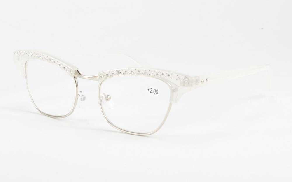 Women's Reading Glasses Cat Eye Crystal Rhinestone Decoration 27g Reading Glasses SunSliver   