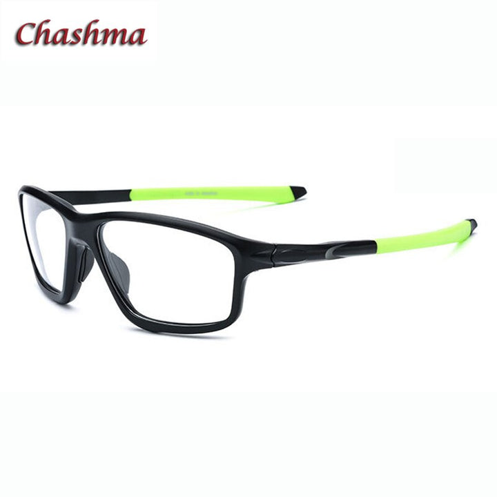 Chashma Ochki Men'sFull Rim Square Tr 90 Titanium Sport Eyeglasses 17205 Sport Eyewear Chashma Ochki Black with Green  