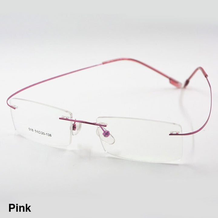 Reven Jate Flexible Titanium Alloy Rimless Eyeglasses Frame For Glasses Eyewear For Women And Men Rimless Reven Jate Pink  