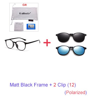 Ralferty 6 In 1 Magnet Sunglasses Women Polarized Eyeglass Frame With Clip On Glasses Men Round Uv400 Tr90 3D Yellow A2245 Sunglasses Ralferty 1Frame 2 Clip 12  